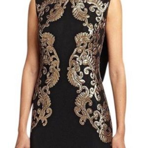 Tadashi Shoji long black/gold evening gown size 16